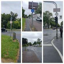 Bild zu gemeldetem Anliegen vom *2024-07-09 08:38:31 Blick von Fahrradweg Bachemer Str. Richtung Universitätsstr., dann Radweg links neben Universitätsstr. Richtung Uni, dann Keuzung, Universitätsstr. Bachemer Str. Richtung Süden und dann Richtung Norden