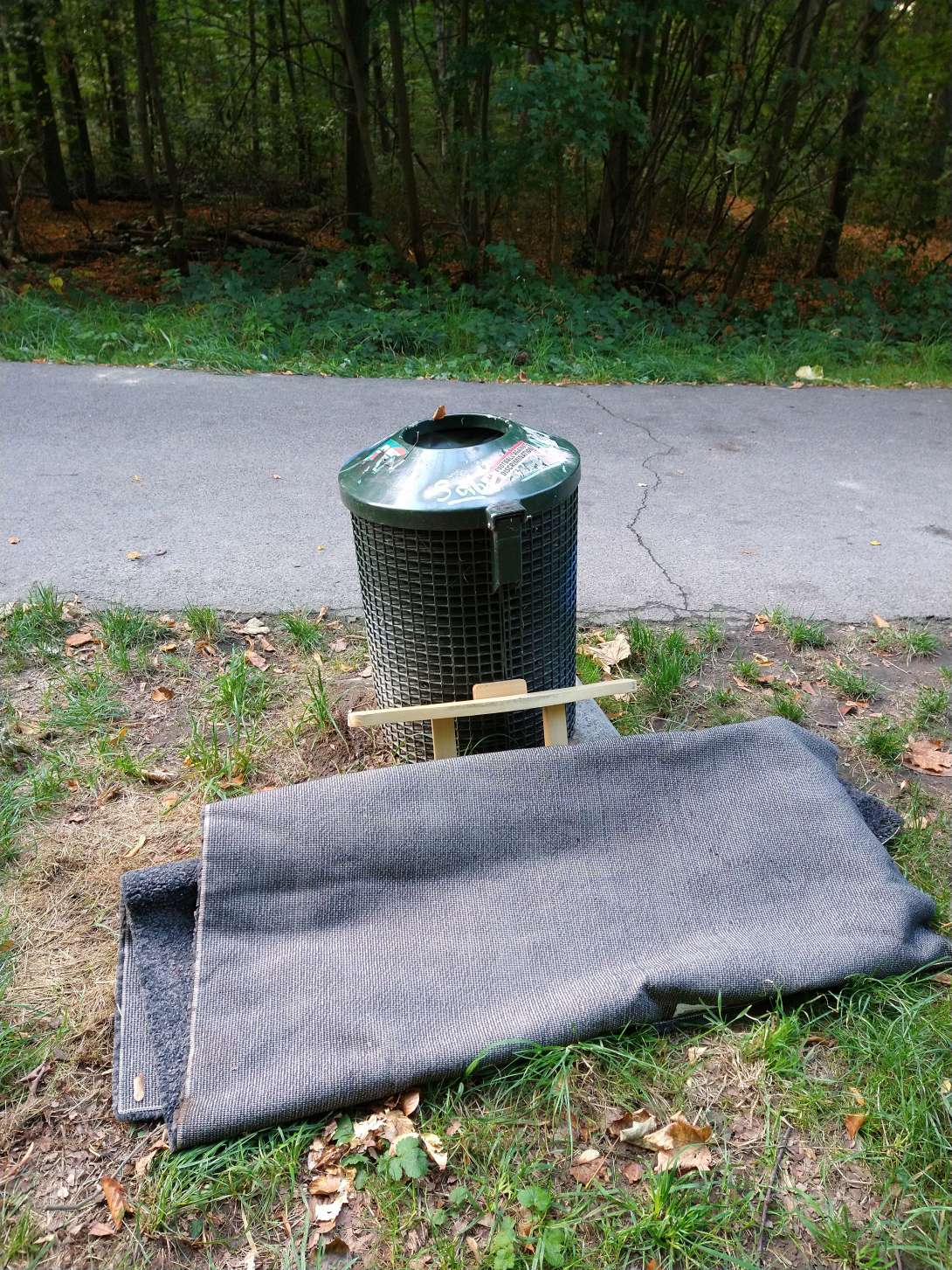 Div. Holzbretter u. ein Teppich Mühlenweg Richtung Porz-Wahn, li. Seite neben der Bank 