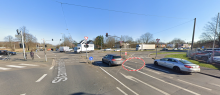 Ampelanlage B8 / Stammheimer Ring, Blick nach Osten.
