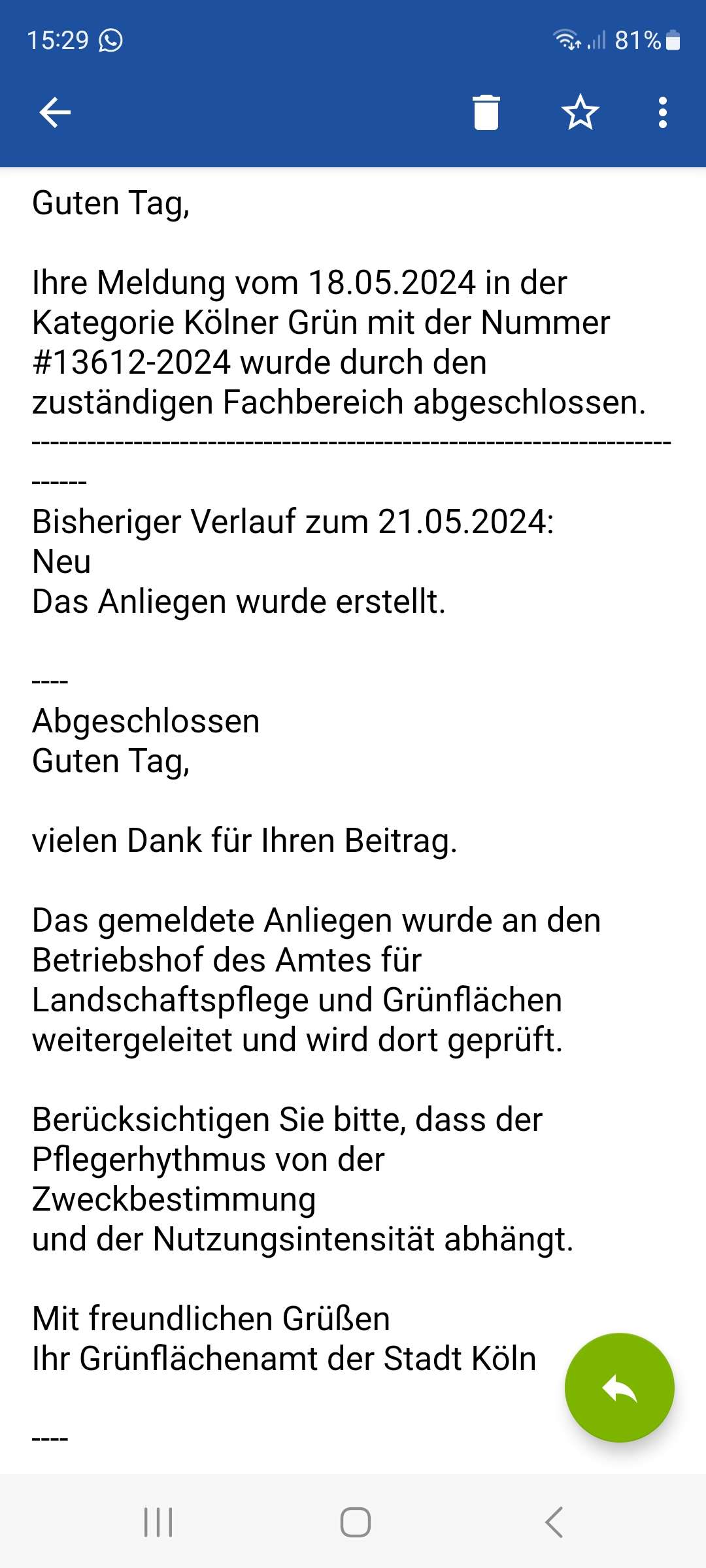 Bild zu gemeldetem Anliegen vom *2024-05-29 15:42:14
