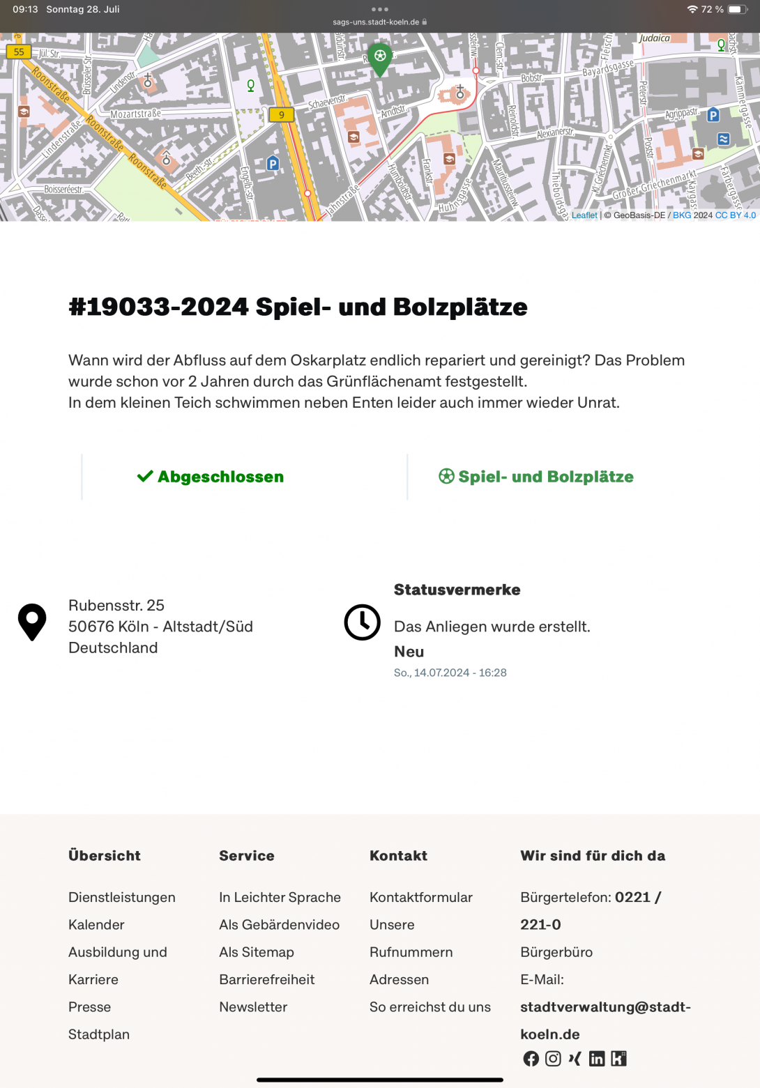 Bild zu gemeldetem Anliegen vom *2024-07-28 06:33:15