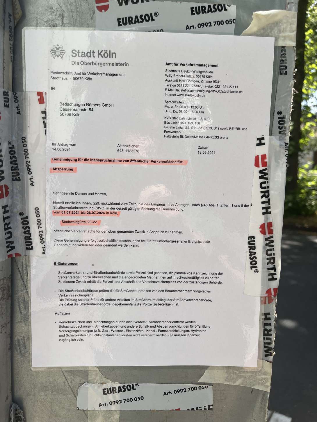 Bild zu gemeldetem Anliegen vom *2024-07-09 14:55:26